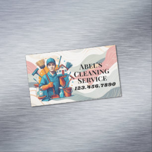 Modern House Cleaning Maid Service Housekeeping Business Card Magnet
