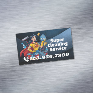 Modern House Cleaning Maid Service Housekeeping Business Card Magnet
