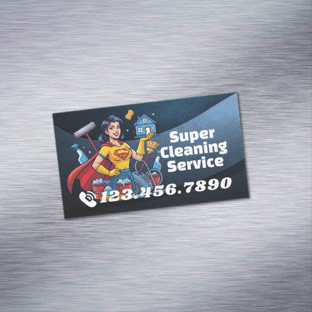 Modern House Cleaning Maid Service Housekeeping Business Card Magnet (In Situ)