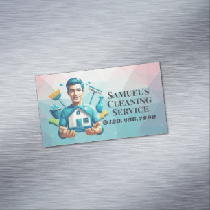 Modern House Cleaning Maid Service Housekeeping Business Card Magnet