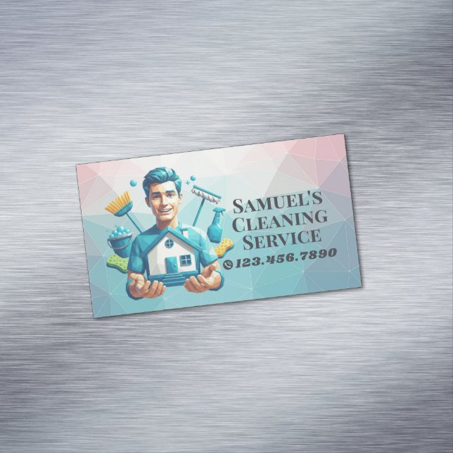 Modern House Cleaning Maid Service Housekeeping Business Card Magnet (In Situ)
