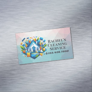 Modern House Cleaning Maid Service Housekeeping Business Card Magnet