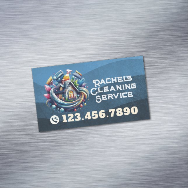 Modern House Cleaning Maid Service Housekeeping Business Card Magnet (In Situ)