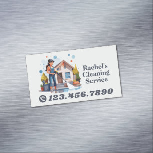 Modern House Cleaning Maid Service Housekeeping Business Card Magnet