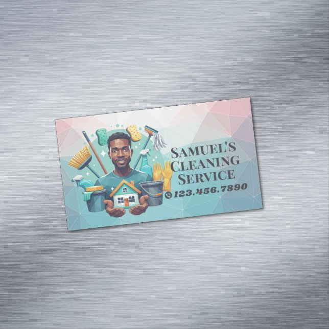 Modern House Cleaning Maid Service Housekeeping Business Card Magnet (In Situ)