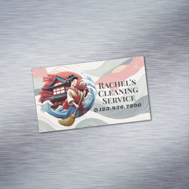 Modern House Cleaning Maid Service Housekeeping Business Card Magnet (In Situ)