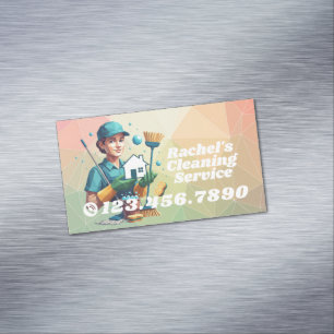 Modern House Cleaning Maid Service Housekeeping Business Card Magnet