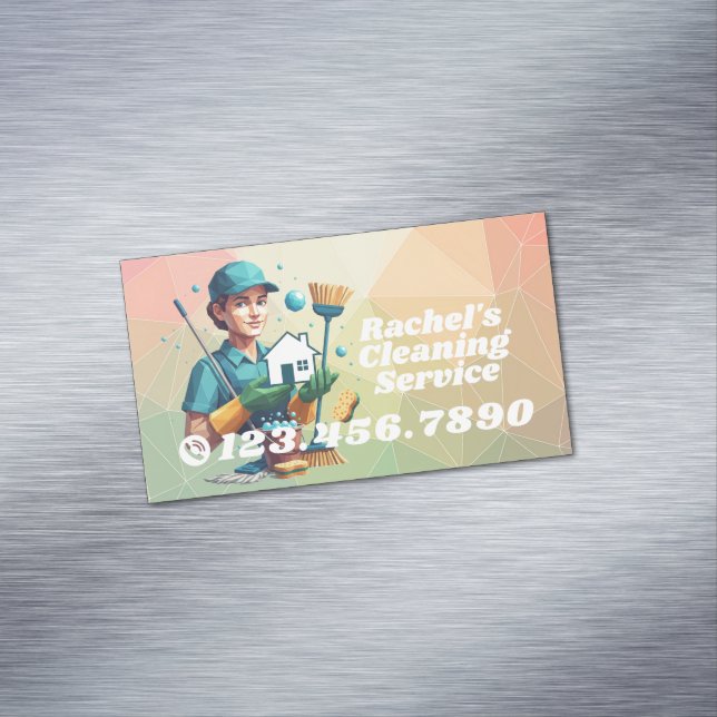 Modern House Cleaning Maid Service Housekeeping Business Card Magnet (In Situ)