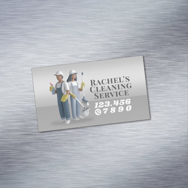 Modern House Cleaning Maid Service Housekeeping Business Card Magnet (In Situ)