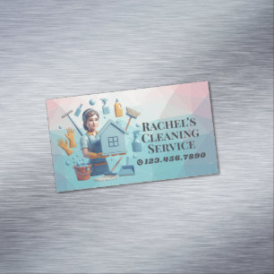 Modern House Cleaning Maid Service Housekeeping Business Card Magnet