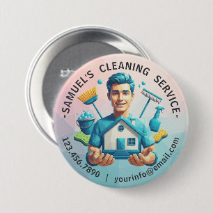 Modern House Cleaning Maid Service Housekeeping Button