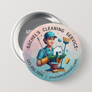 Modern House Cleaning Maid Service Housekeeping Button