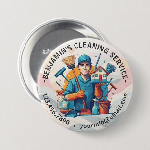 Modern House Cleaning Maid Service Housekeeping Button