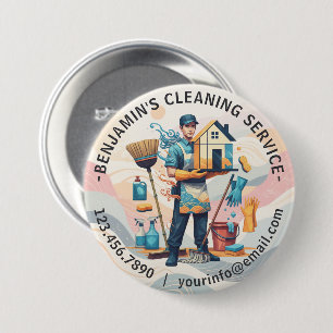 Modern House Cleaning Maid Service Housekeeping Button