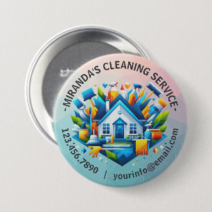Modern House Cleaning Maid Service Housekeeping Button