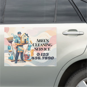Modern House Cleaning Maid Service Housekeeping Car Magnet
