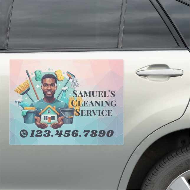 Modern House Cleaning Maid Service Housekeeping Car Magnet (In Situ)