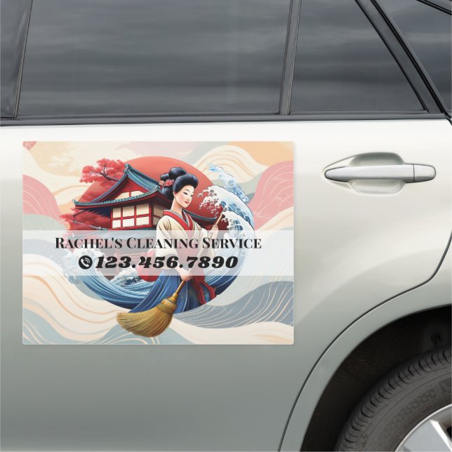 Modern House Cleaning Maid Service Housekeeping Car Magnet (In Situ)