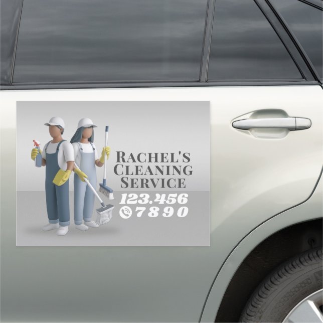 Modern House Cleaning Maid Service Housekeeping Car Magnet (In Situ)