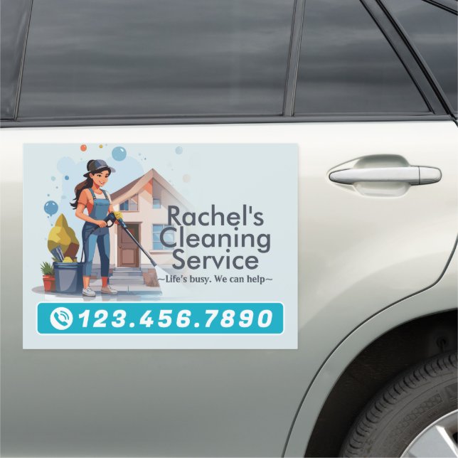 Modern House Cleaning Maid Service Housekeeping Car Magnet (In Situ)