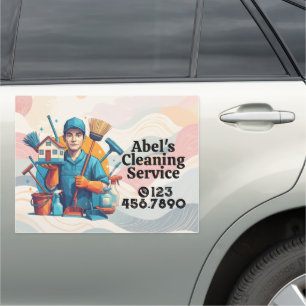 Modern House Cleaning Maid Service Housekeeping Car Magnet