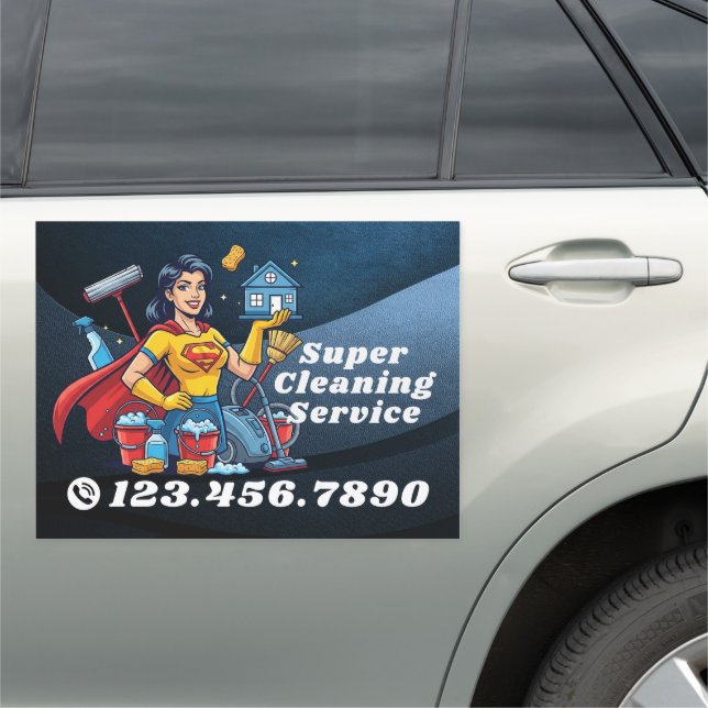 Modern House Cleaning Maid Service Housekeeping Car Magnet (In Situ)