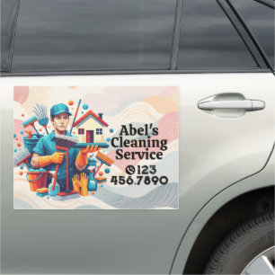 Modern House Cleaning Maid Service Housekeeping Car Magnet