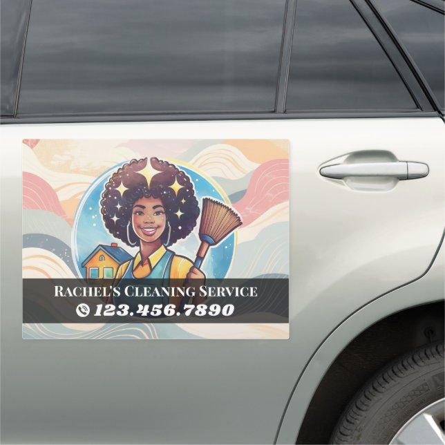 Modern House Cleaning Maid Service Housekeeping Car Magnet (In Situ)