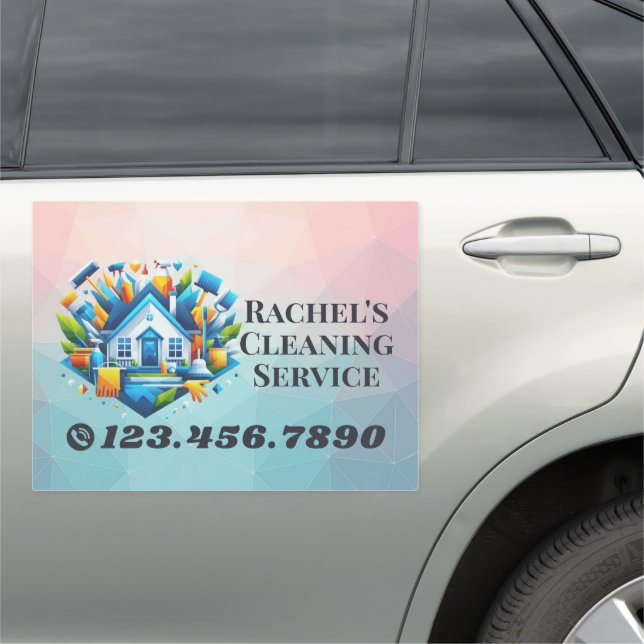Modern House Cleaning Maid Service Housekeeping Car Magnet (In Situ)