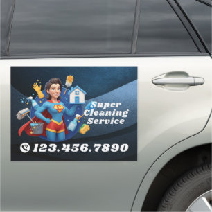 Modern House Cleaning Maid Service Housekeeping Car Magnet