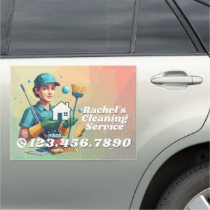 Modern House Cleaning Maid Service Housekeeping Car Magnet