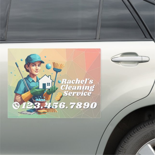 Modern House Cleaning Maid Service Housekeeping Car Magnet (In Situ)