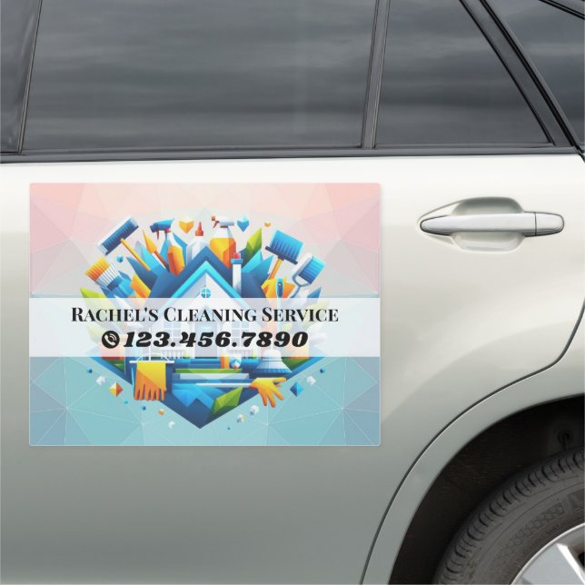 Modern House Cleaning Maid Service Housekeeping Car Magnet (In Situ)