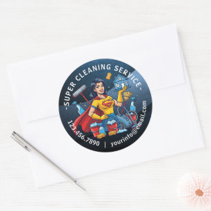 Modern House Cleaning Maid Service Housekeeping Classic Round Sticker