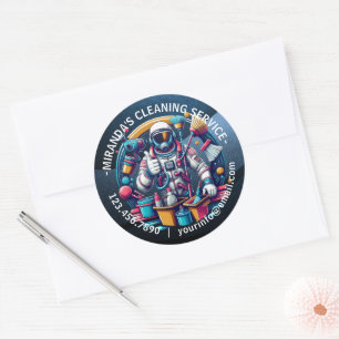 Modern House Cleaning Maid Service Housekeeping Classic Round Sticker