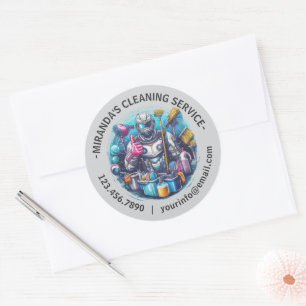 Modern House Cleaning Maid Service Housekeeping Classic Round Sticker