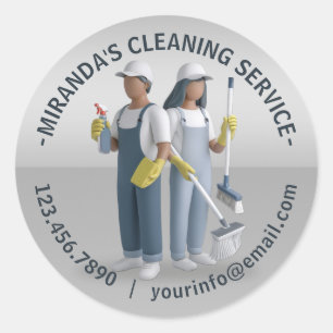Modern House Cleaning Maid Service Housekeeping Classic Round Sticker