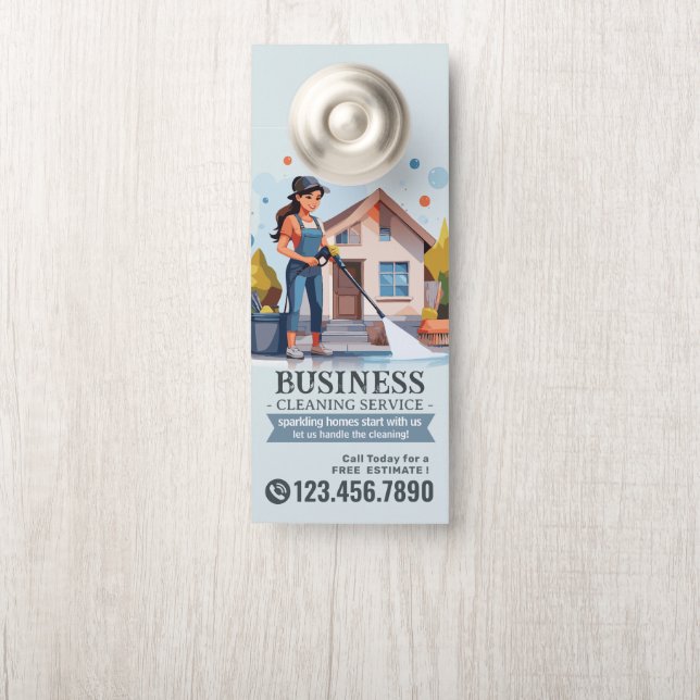Modern House Cleaning Maid Service Housekeeping Do Door Hanger (On Knob)