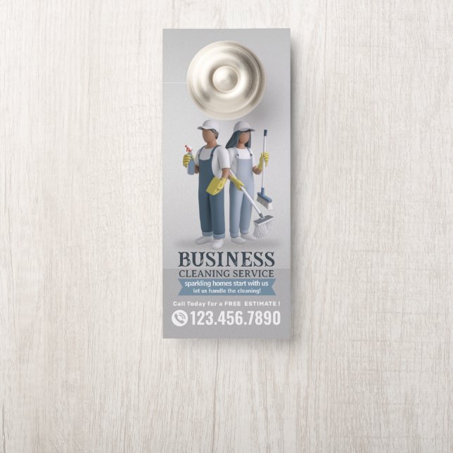 Modern House Cleaning Maid Service Housekeeping Do Door Hanger (On Knob)