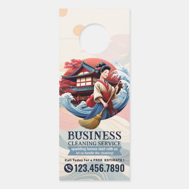 Modern House Cleaning Maid Service Housekeeping Do Door Hanger (Front)