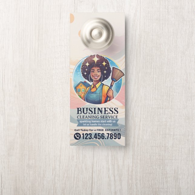 Modern House Cleaning Maid Service Housekeeping Do Door Hanger (On Knob)