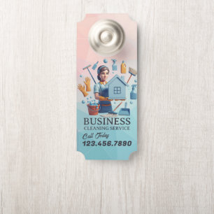 Modern House Cleaning Maid Service Housekeeping Door Hanger