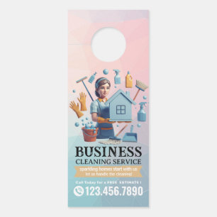 Modern House Cleaning Maid Service Housekeeping Door Hanger