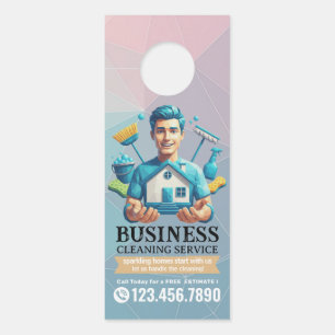 Modern House Cleaning Maid Service Housekeeping Door Hanger