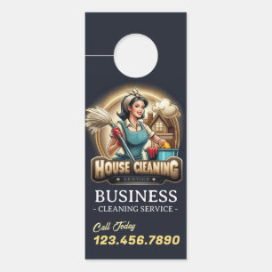 Modern House Cleaning Maid Service Housekeeping Door Hanger