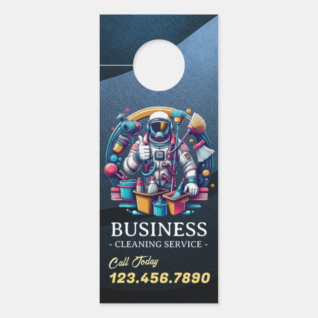 Modern House Cleaning Maid Service Housekeeping Door Hanger (Front)