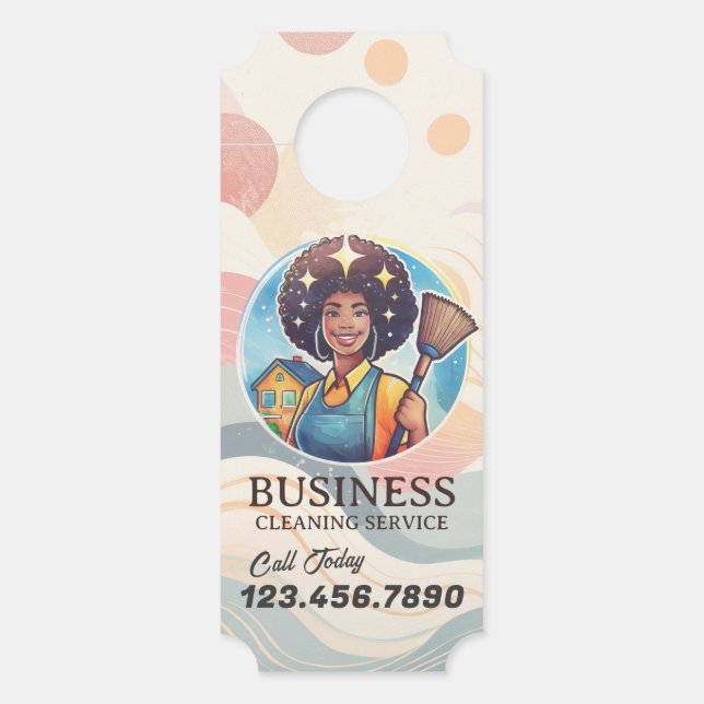 Modern House Cleaning Maid Service Housekeeping Door Hanger (Front)