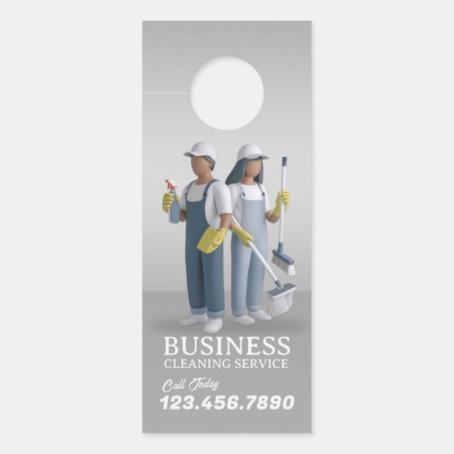 Modern House Cleaning Maid Service Housekeeping Door Hanger (Front)