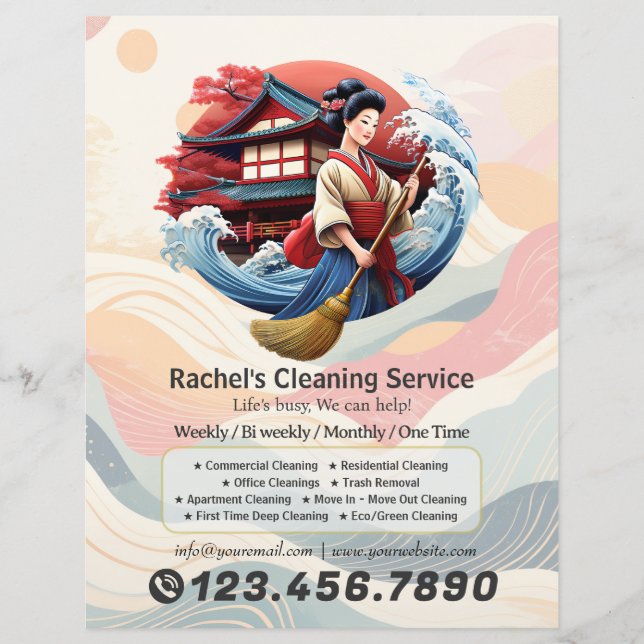 Modern House Cleaning Maid Service Housekeeping Flyer (Front)