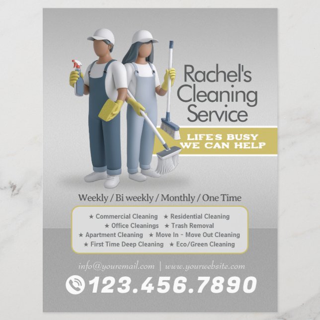 Modern House Cleaning Maid Service Housekeeping Flyer (Front)